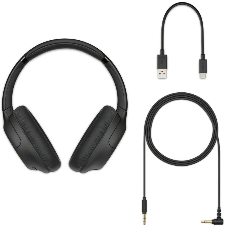 Sony WH-CH710N Casque sans fil à réduction de bruit avec micro pour appels téléphoniques, 35 heures d'autonomie, fonction Charge rapide, compatible assistants vocaux, Noir