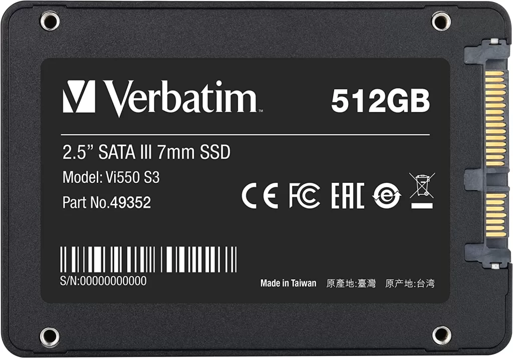 VERBATIM Vi550 S3 SSD - SSD interne 512GB - Solid State Drive - 2.5'' interface SATA III - disque dur interne SSD technologie 3D NAND - SSD 512GB haute performance - 560MB/s - noir